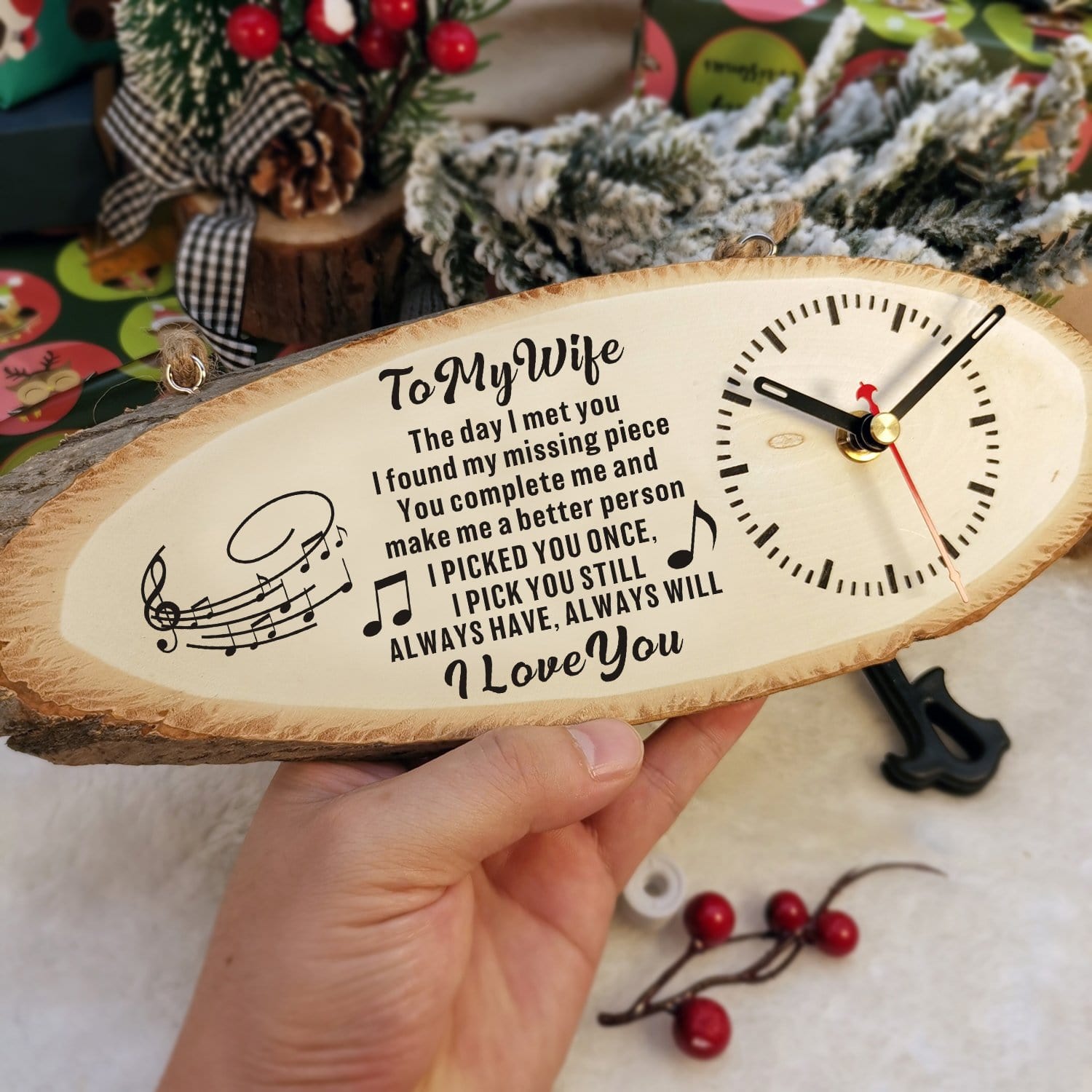 Table Clocks To My Wife - I Love You Engraved Wood Clock GiveMe-Gifts
