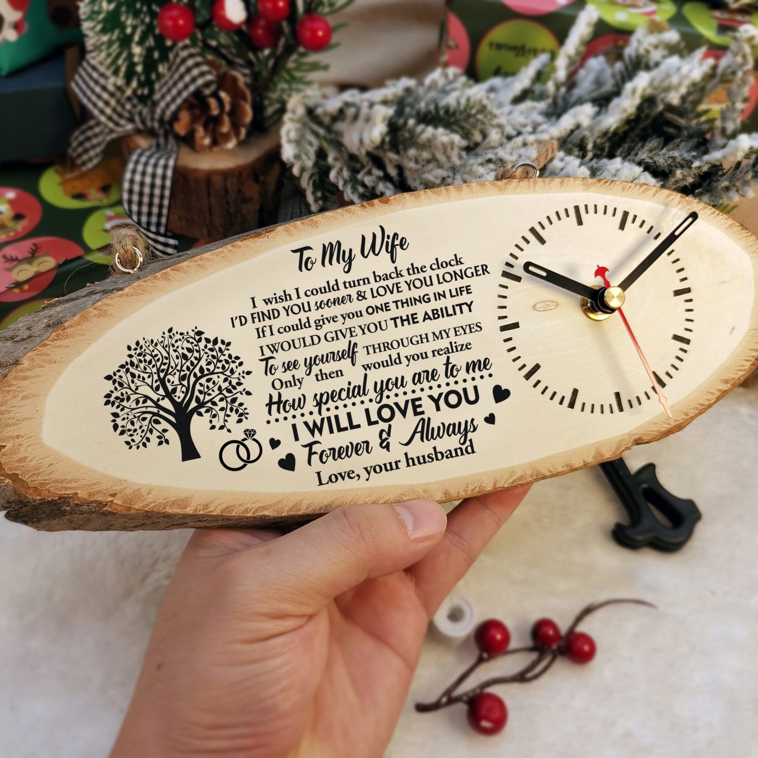 Table Clocks To My Wife - I Will Love You Forever And Always Engraved Wood Clock GiveMe-Gifts