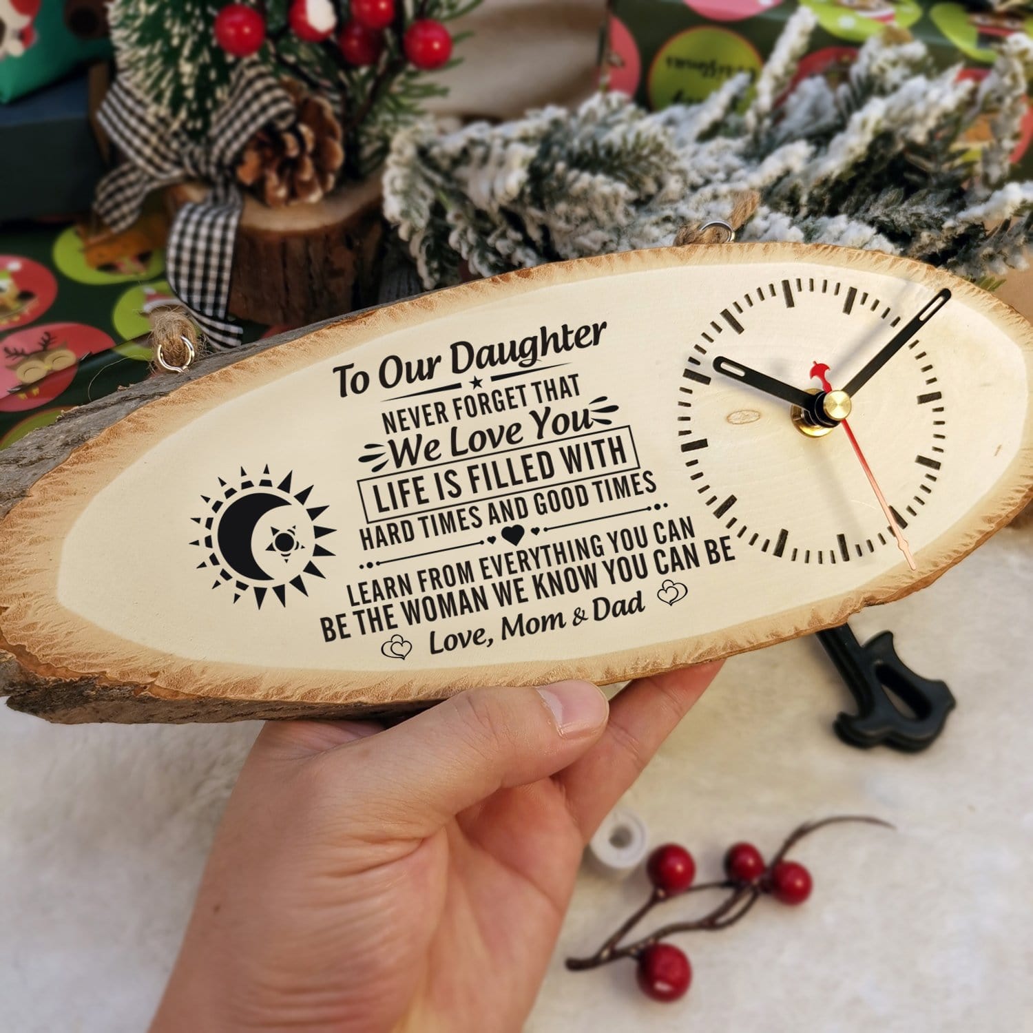Table Clocks To Our Daughter - Be The Woman We Know You Can Be Engraved Wood Clock GiveMe-Gifts