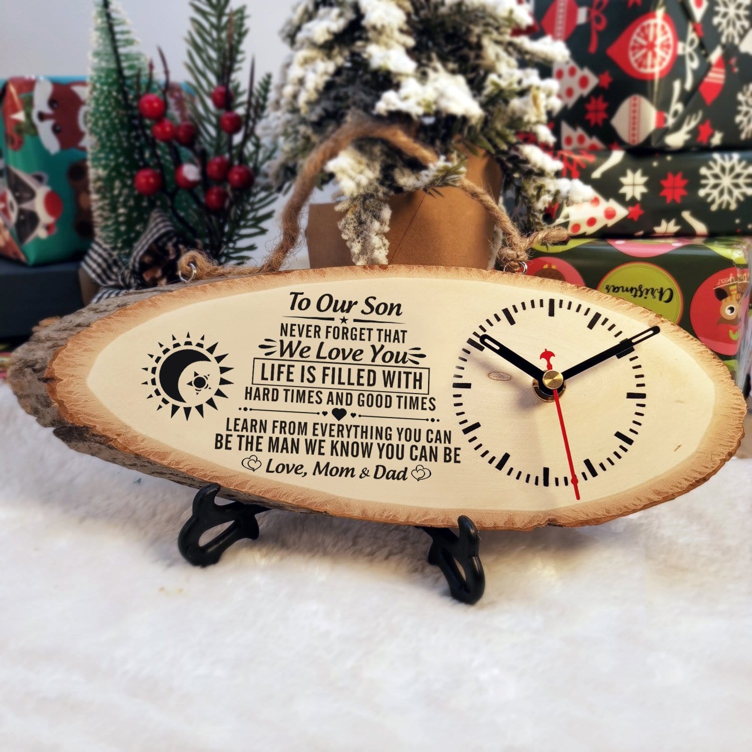 Table Clocks To Our Son - Be The Man We Know You Can Be Engraved Wood Clock GiveMe-Gifts