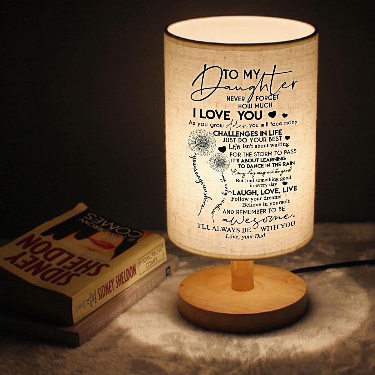Table Lamp Dad To Daughter - I Will Always Be With You LED Wooden Table Lamp GiveMe-Gifts