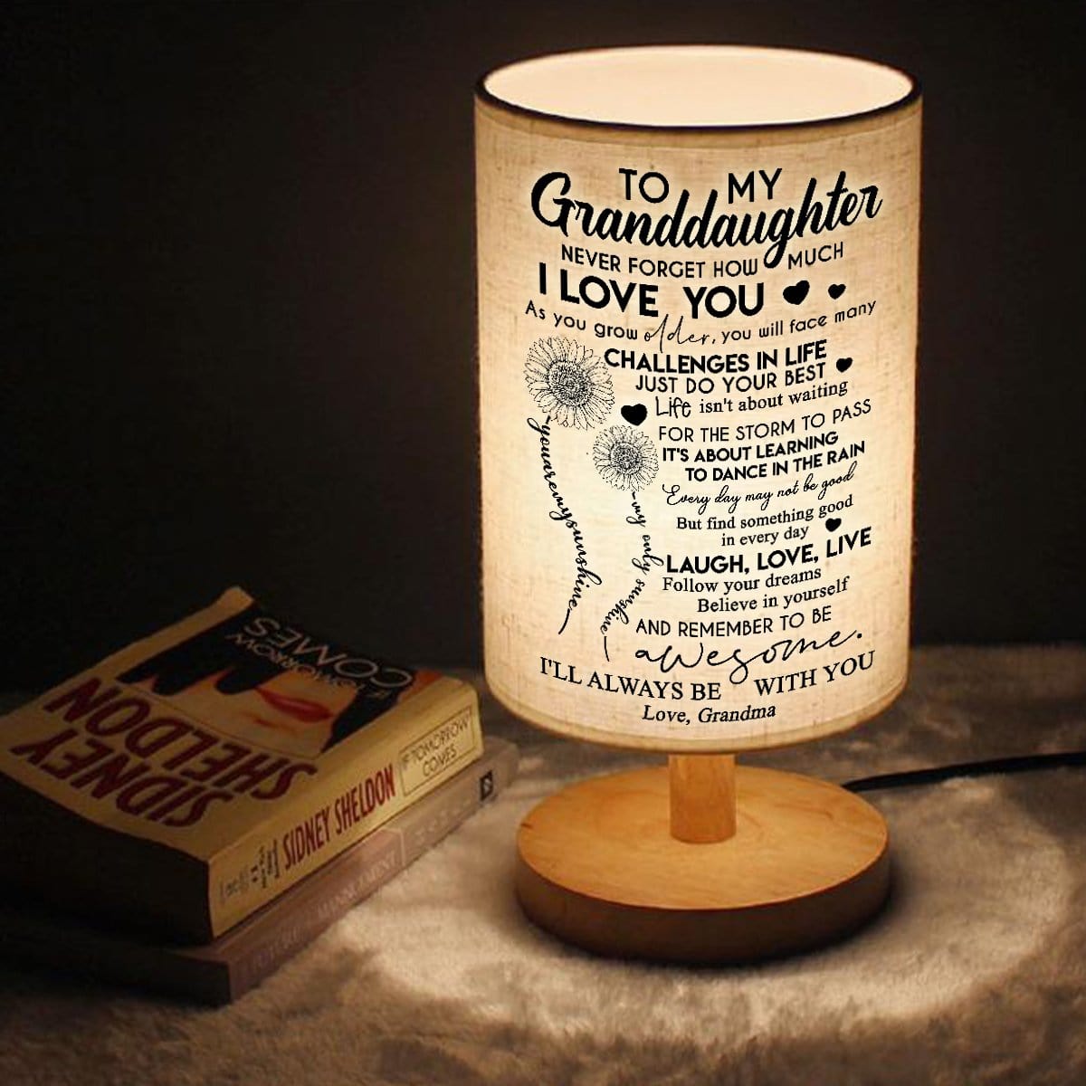 Table Lamp Grandma To Granddaughter - I Love You LED Wooden Table Lamp GiveMe-Gifts