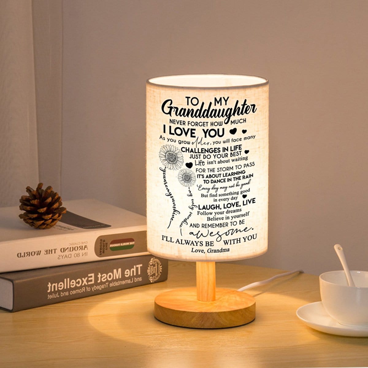 Table Lamp Grandma To Granddaughter - I Love You LED Wooden Table Lamp GiveMe-Gifts