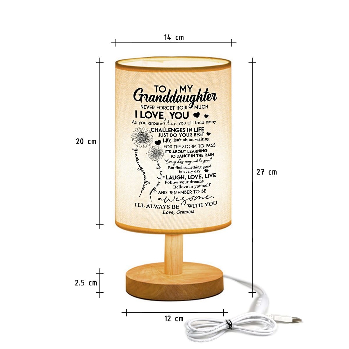 Table Lamp Grandpa To Granddaughter - Never Forget How Much I Love You LED Wooden Table Lamp GiveMe-Gifts