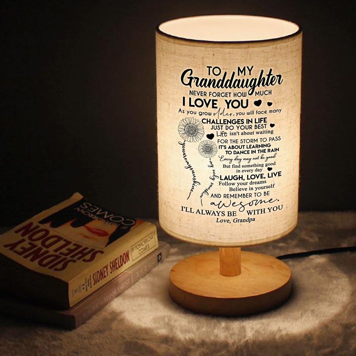 Table Lamp Grandpa To Granddaughter - Never Forget How Much I Love You LED Wooden Table Lamp GiveMe-Gifts