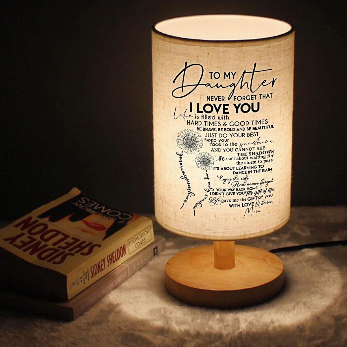 Table Lamp Mom To Daughter - I Love You Just Do Your Best LED Wooden Table Lamp GiveMe-Gifts