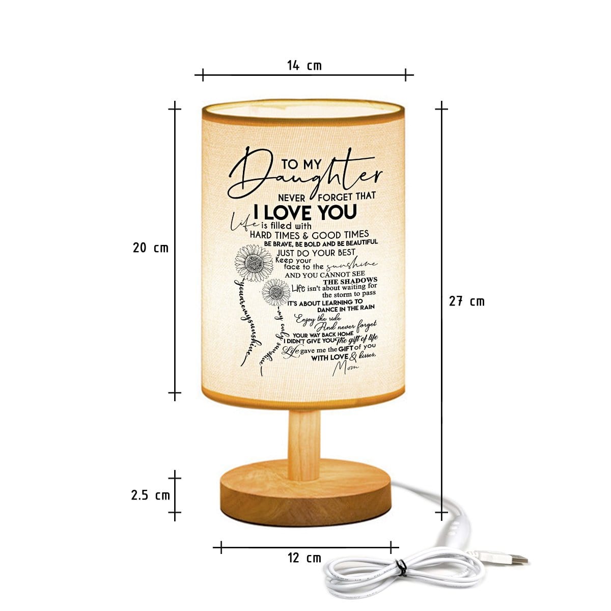 Table Lamp Mom To Daughter - I Love You Just Do Your Best LED Wooden Table Lamp GiveMe-Gifts