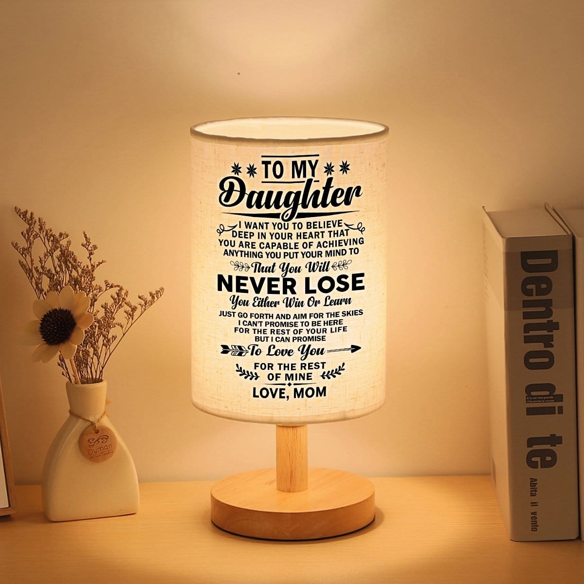 Table Lamp Mom To Daughter - You Will Never Lose LED Wooden Table Lamp GiveMe-Gifts