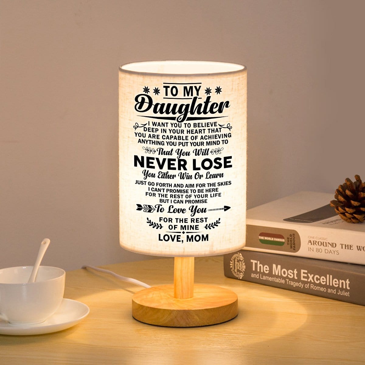 Table Lamp Mom To Daughter - You Will Never Lose LED Wooden Table Lamp GiveMe-Gifts