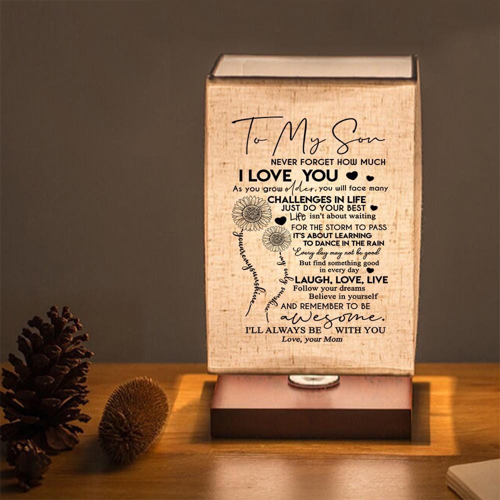 Table Lamp Mom To Son - Laugh Love Live LED Wood Table Lamp GiveMe-Gifts