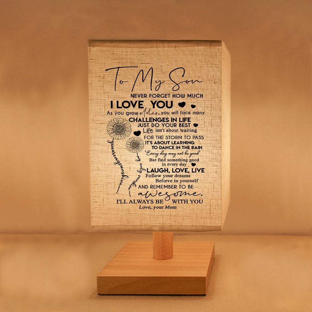 Table Lamp Mom To Son - Laugh Love Live LED Wood Table Lamp GiveMe-Gifts