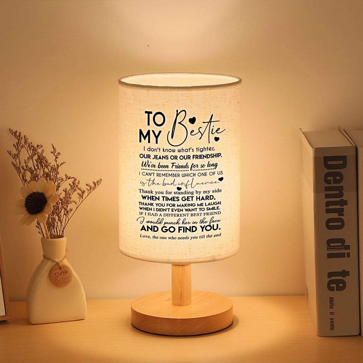 Table Lamp To My Bestie - Thank You For Standing By My Side LED Wooden Table Lamp GiveMe-Gifts