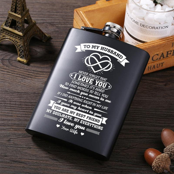 Tumbler & Flask To My Husband You Are My Everything Laser Engraved Hip Flask GiveMe-Gifts