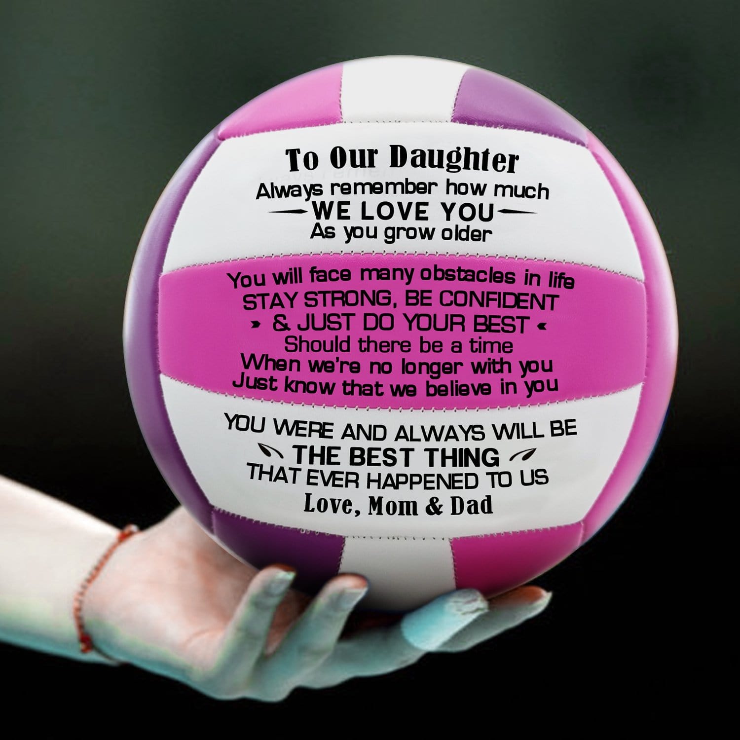 Volleyball To Our Daughter We Love You Engraved Volleyball GiveMe-Gifts