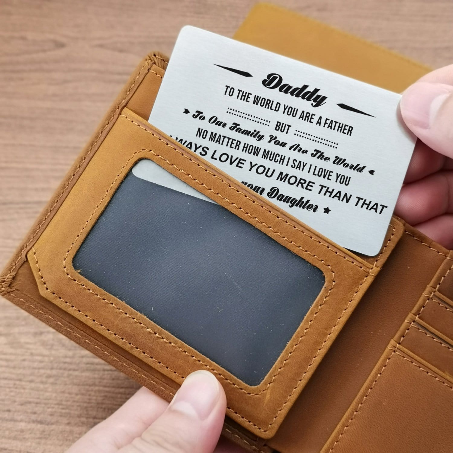 Wallets Daughter To Dad - I Always Love You More Bifold Leather Wallet Gift Card GiveMe-Gifts