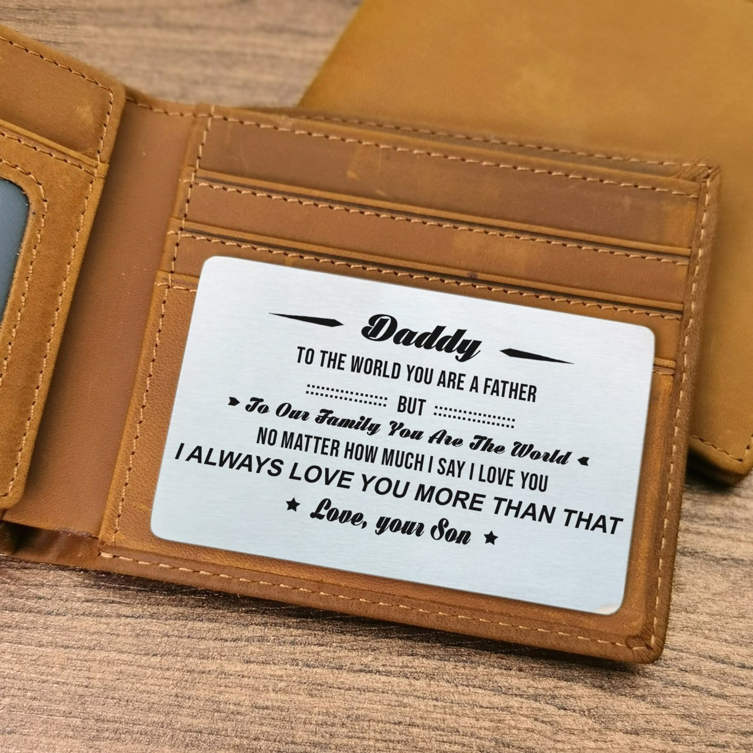 Wallets Son To Dad - I Always Love You More Bifold Leather Wallet Gift Card GiveMe-Gifts