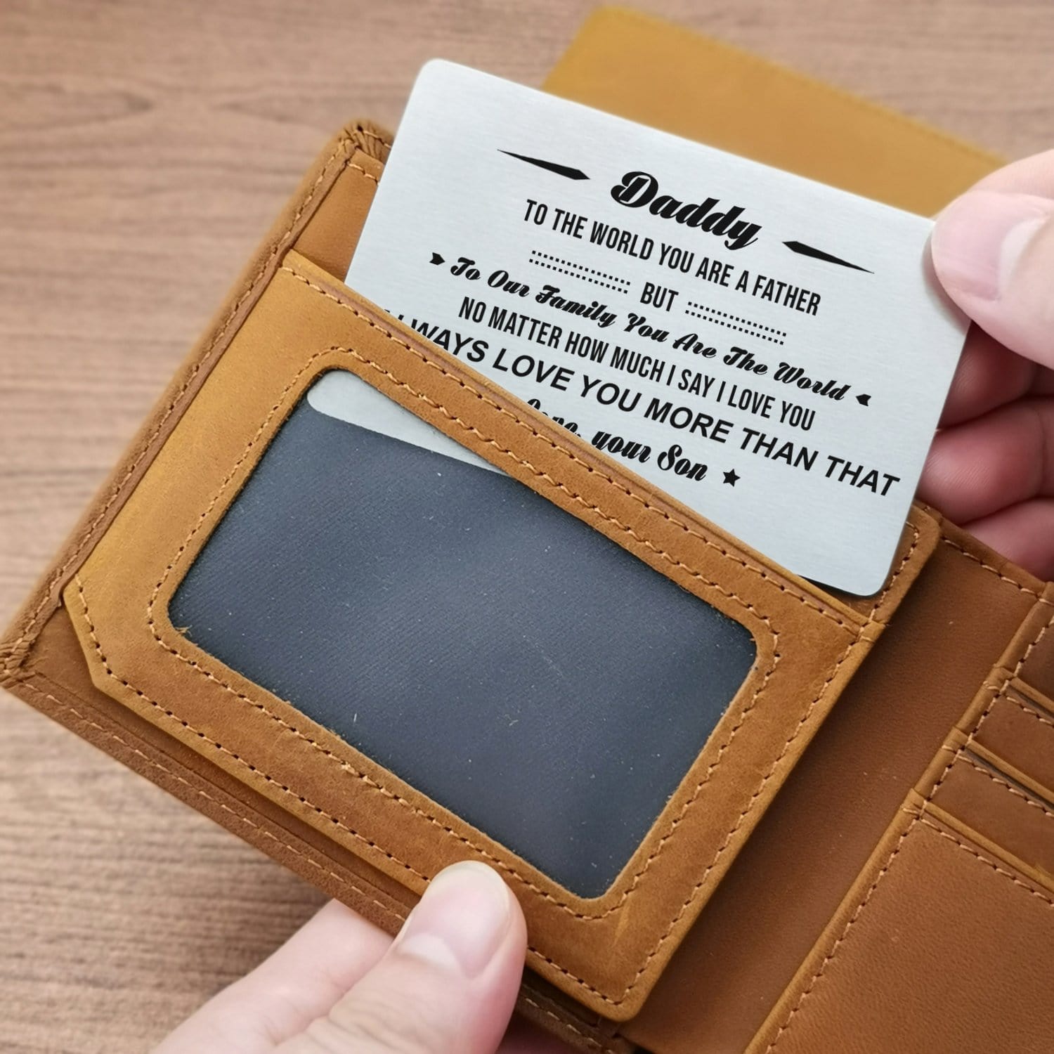 Wallets Son To Dad - I Always Love You More Bifold Leather Wallet Gift Card GiveMe-Gifts