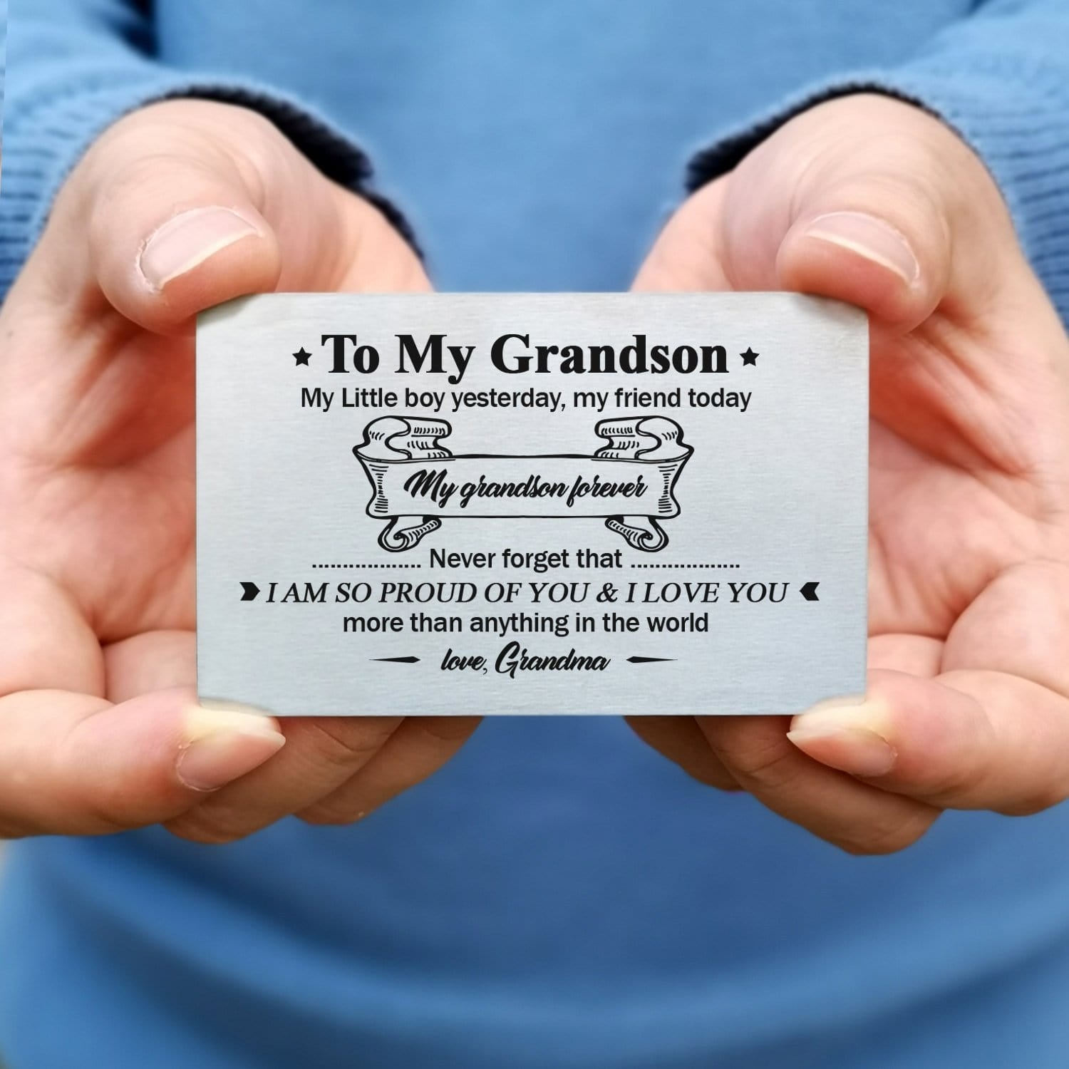 Wallets Grandma To Grandson - I Love You Bifold Leather Wallet Gift Card GiveMe-Gifts