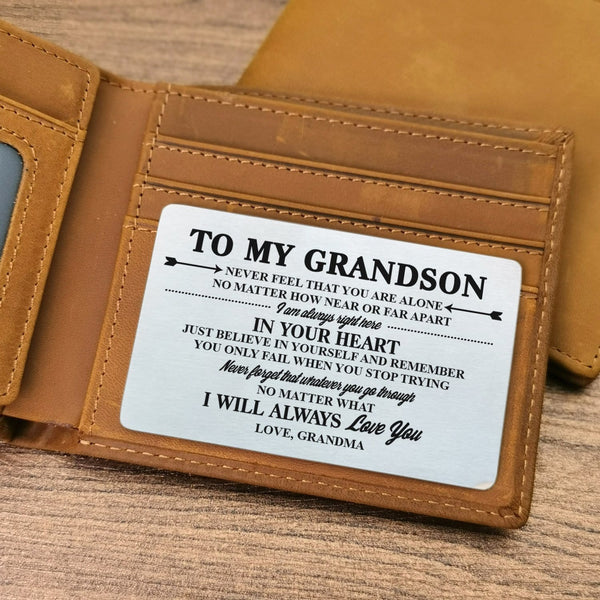 Wallets Grandma To Grandson - I Will Always Love You Bifold Leather Wallet Gift Card GiveMe-Gifts