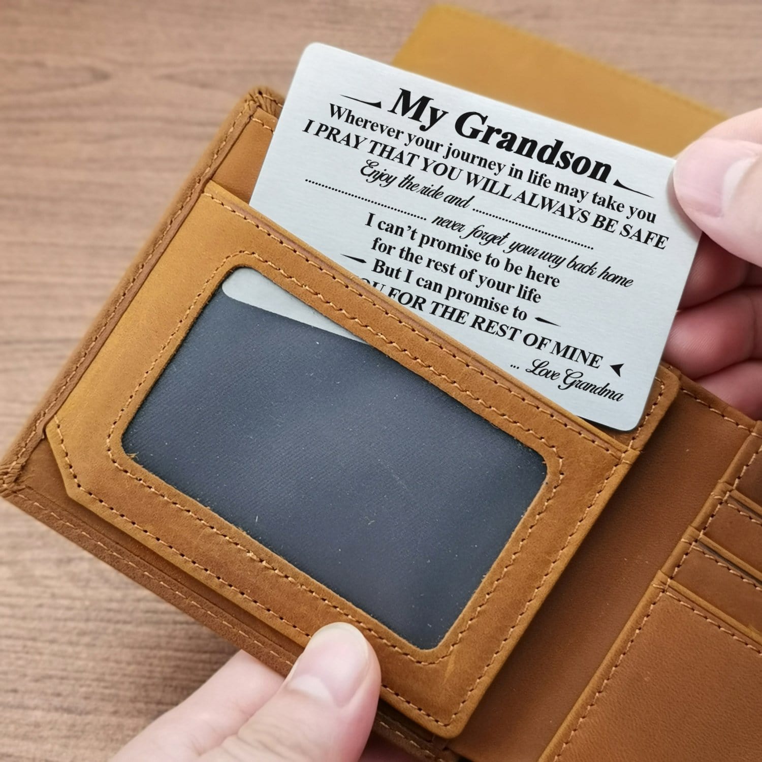Wallets For Grandson Grandma To Grandson - Love You For The Rest Of Mine Bifold Leather Wallet Gift Card GiveMe-Gifts