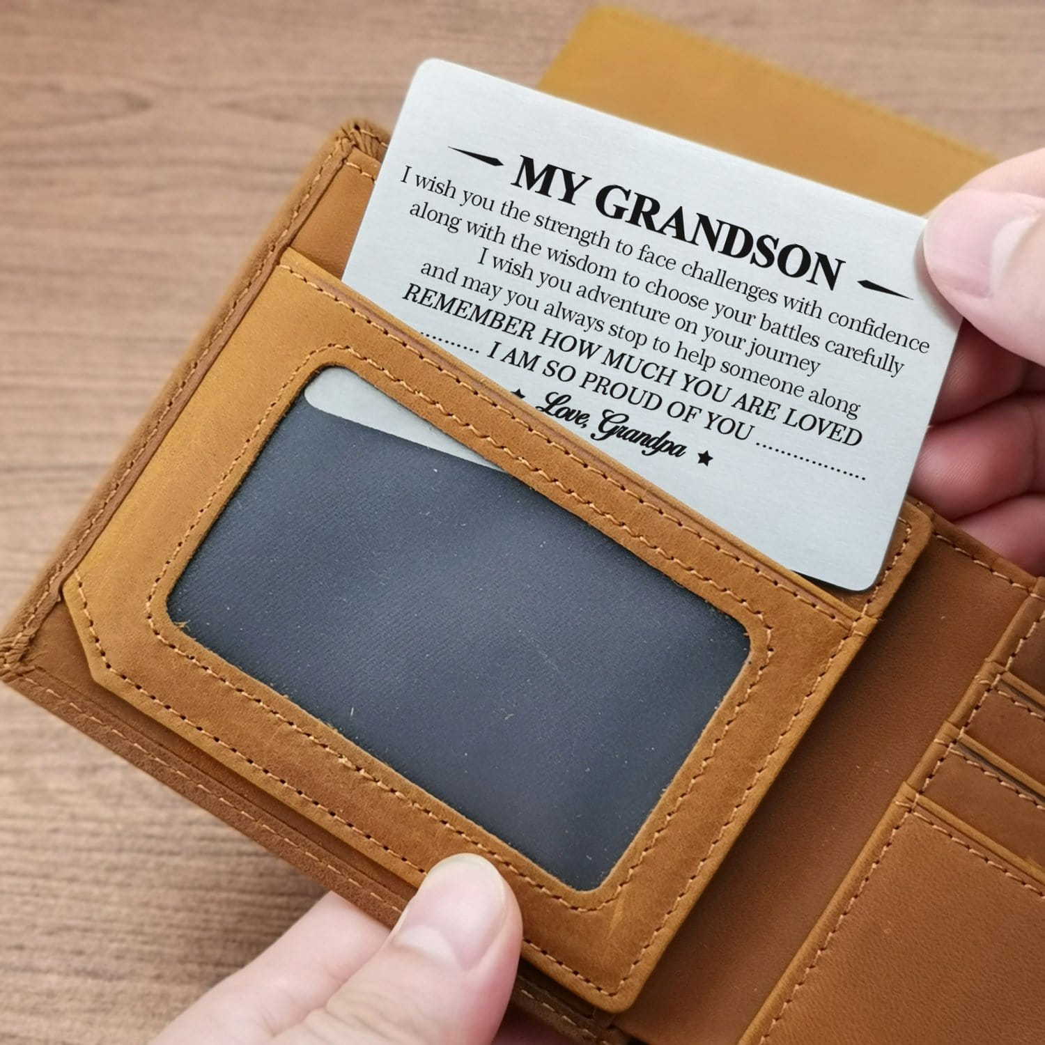 Wallets Grandpa To Grandson - I Am So Proud Of You Bifold Leather Wallet Gift Card GiveMe-Gifts
