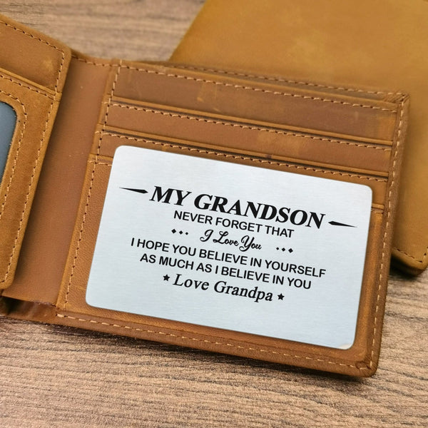 Wallets Grandpa To Grandson - I Believe In You Bifold Leather Wallet Gift Card GiveMe-Gifts