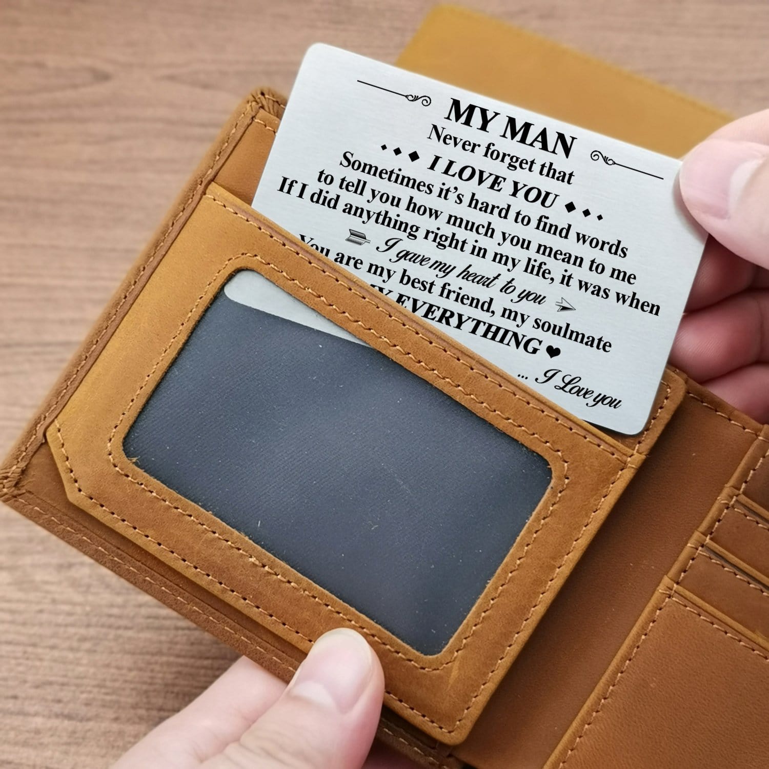 Wallets To My Man - I Love You Bifold Leather Wallet Gift Card GiveMe-Gifts