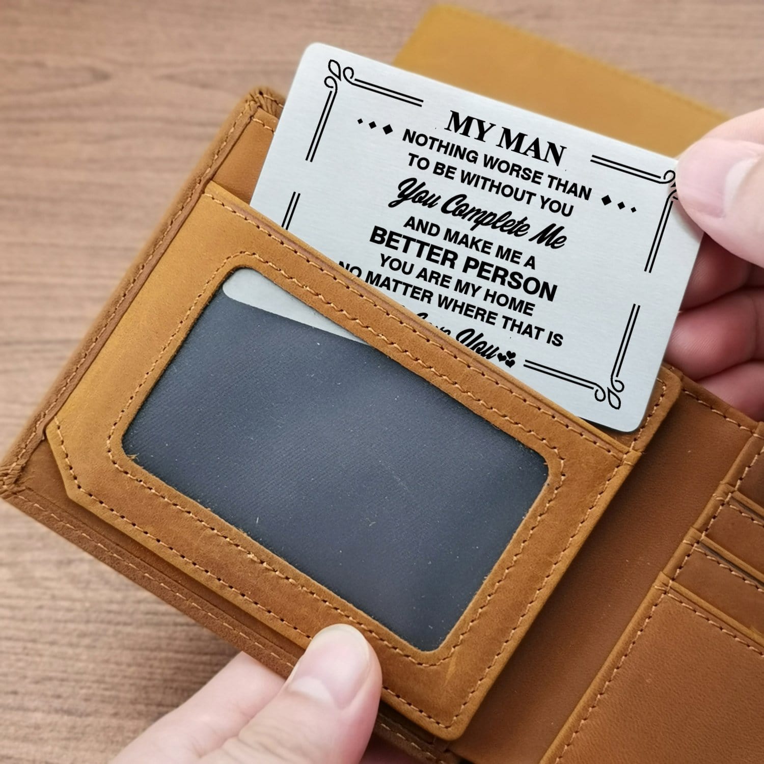 Wallets To My Man - You Make Me A Better Person Bifold Leather Wallet Gift Card GiveMe-Gifts
