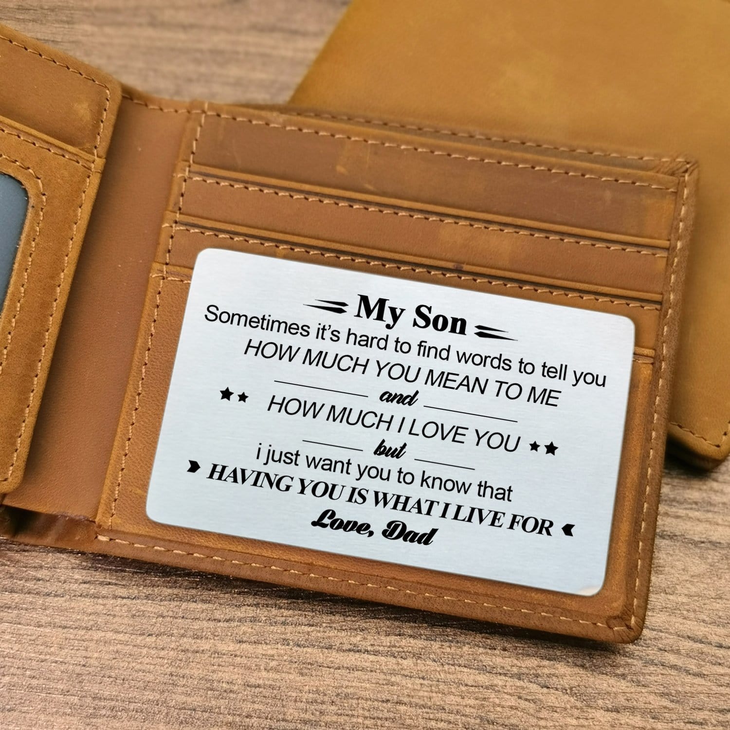 Wallets Dad To Son - Having You Is What I Live For Bifold Leather Wallet Gift Card GiveMe-Gifts