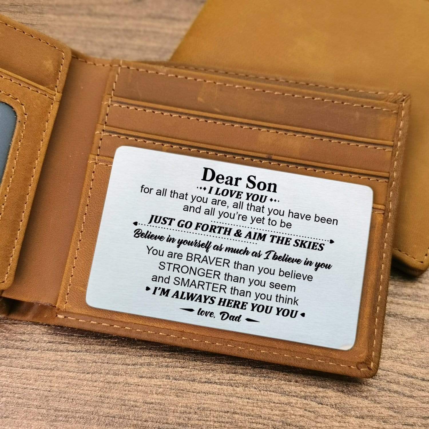 Wallets Dad To Son - I Am Always Here For You Bifold Leather Wallet Gift Card GiveMe-Gifts