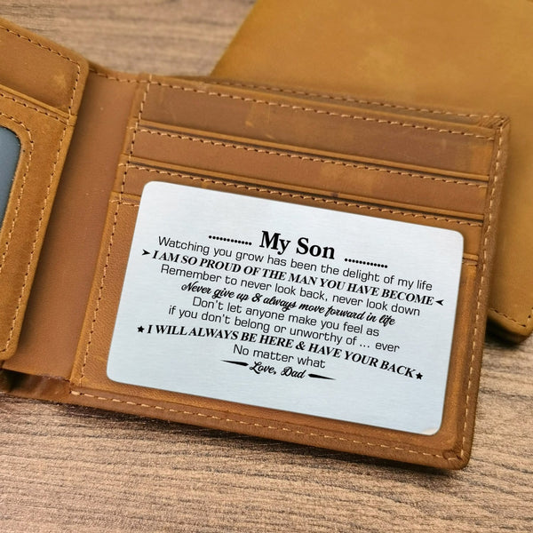 Wallets For Son Dad To Son - I Will Always Be Here Bifold Leather Wallet Gift Card GiveMe-Gifts