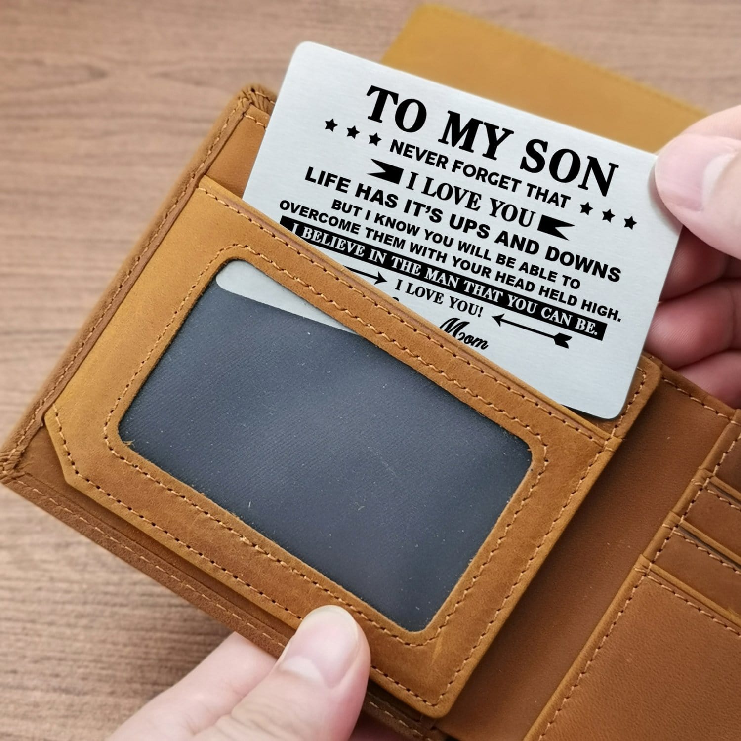 Wallets Mom To Son - Life Has It's Ups And Downs Bifold Leather Wallet Gift Card GiveMe-Gifts