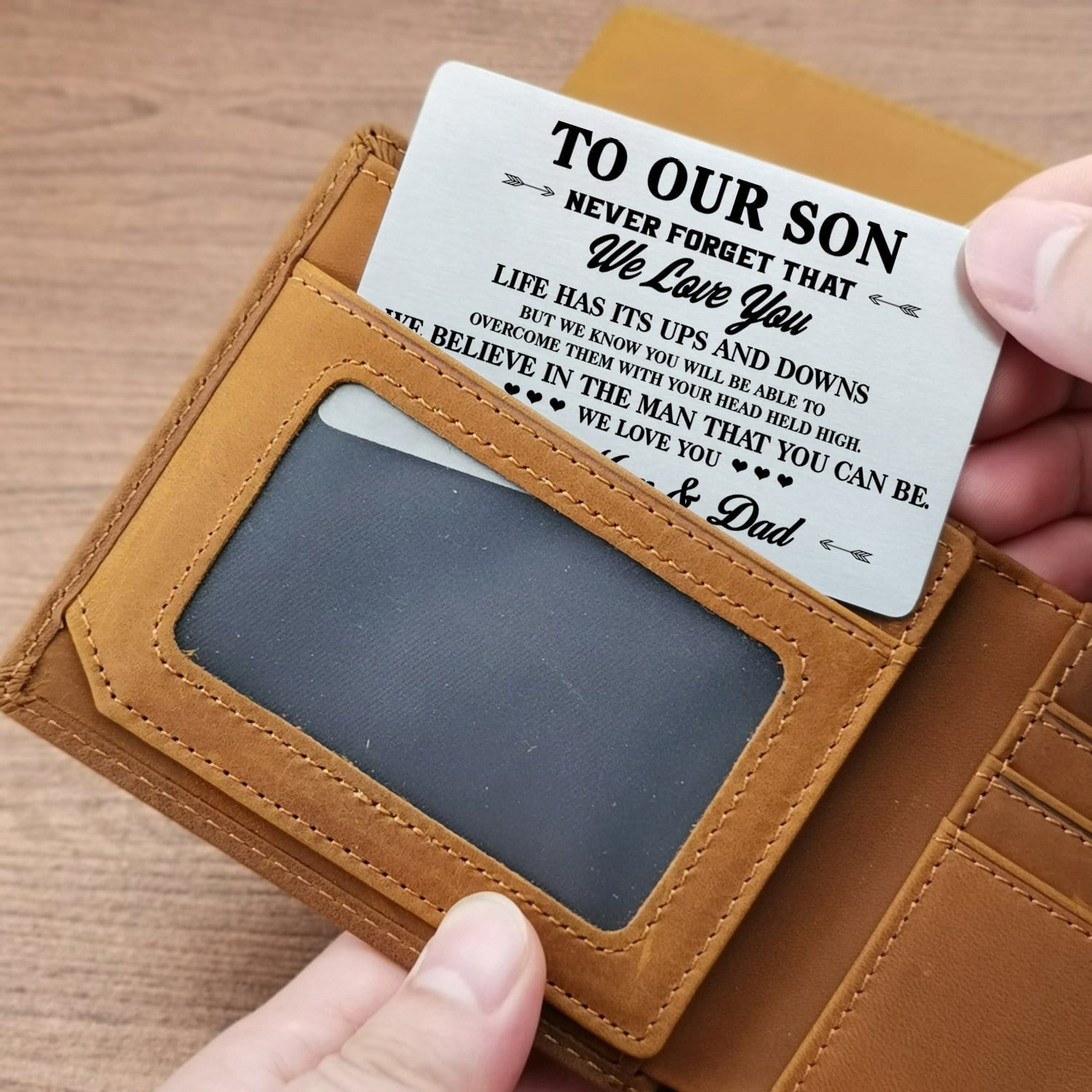 Wallets To Our Son - We Love You Bifold Leather Wallet Gift Card GiveMe-Gifts