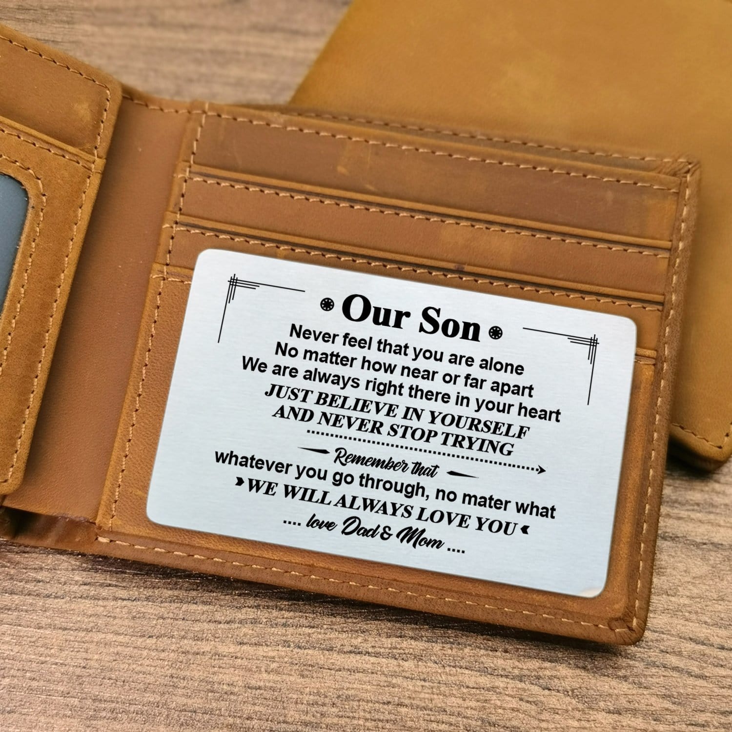Wallets To Our Son - We Will Always Love You Bifold Leather Wallet Gift Card GiveMe-Gifts