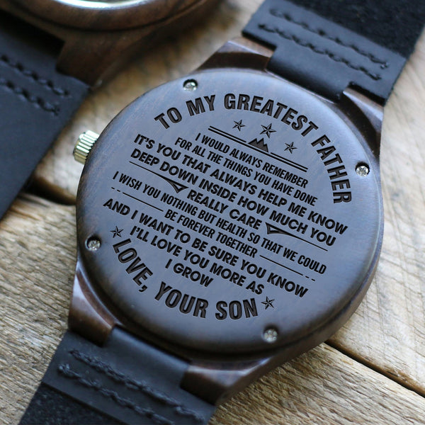 Watches Son To Greatest Father - I Love You More Engraved Wood Watch GiveMe-Gifts