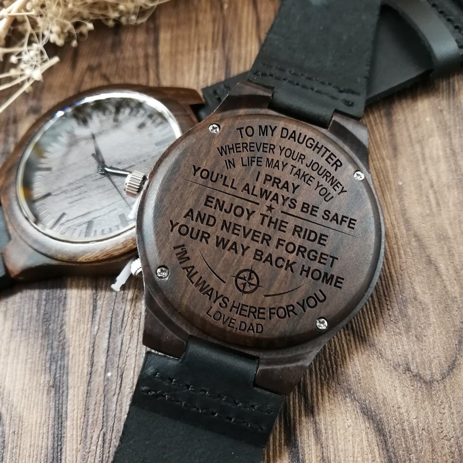 Watches Dad To Daughter - I Am Always Here For You Engraved Wood Watch GiveMe-Gifts