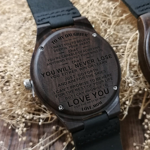 Watches Mom To Daughter - You Will Never Lose Engraved Wood Watch GiveMe-Gifts
