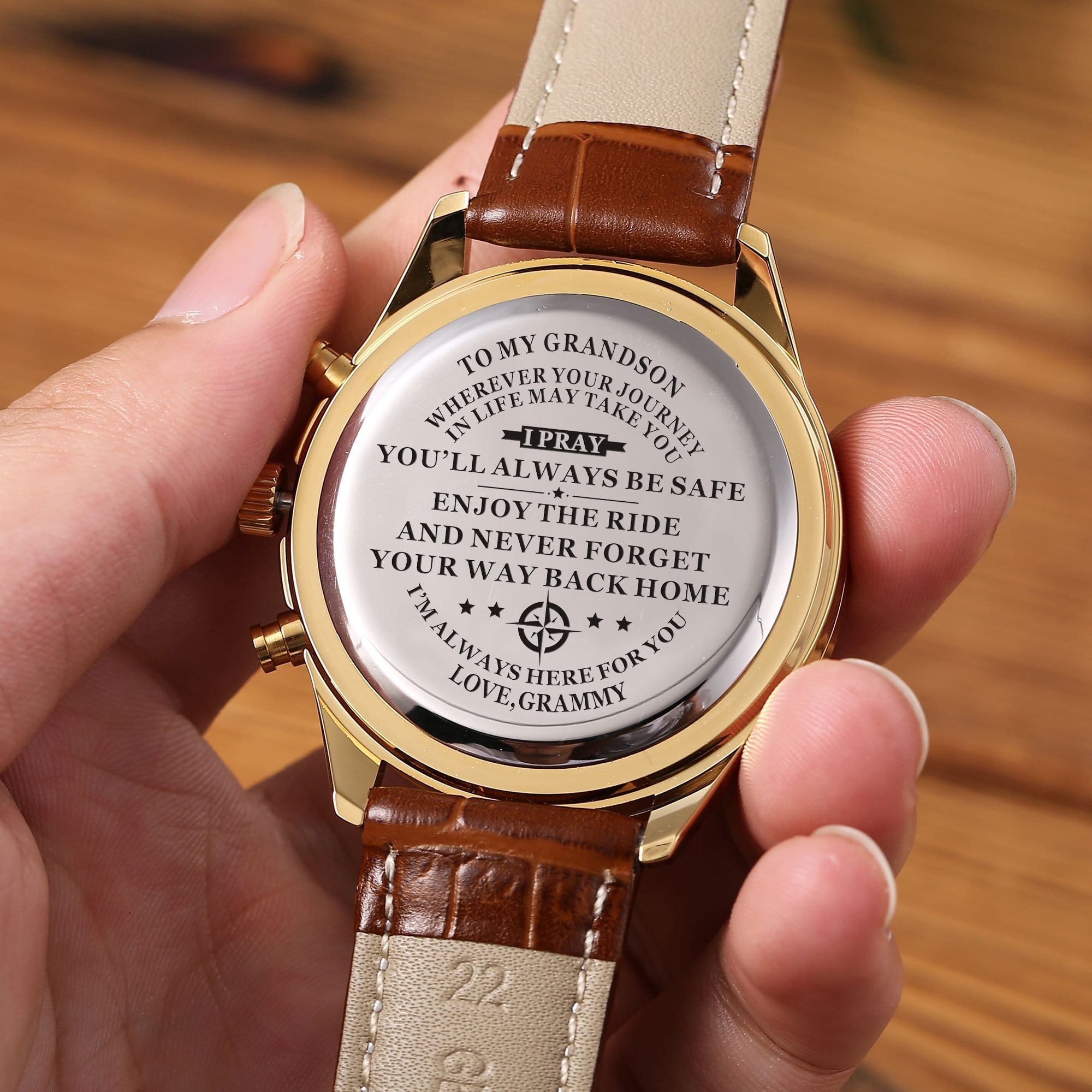 Watches Grammy To Grandson - I Pray You Will Always Be Safe Engraved Watch GiveMe-Gifts