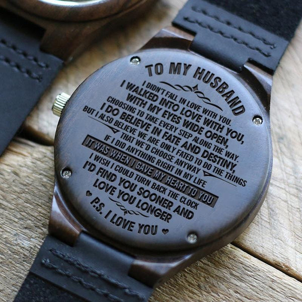 Watches To My Husband - I Believe In Fate And Destiny Engraved Wood Watch GiveMe-Gifts