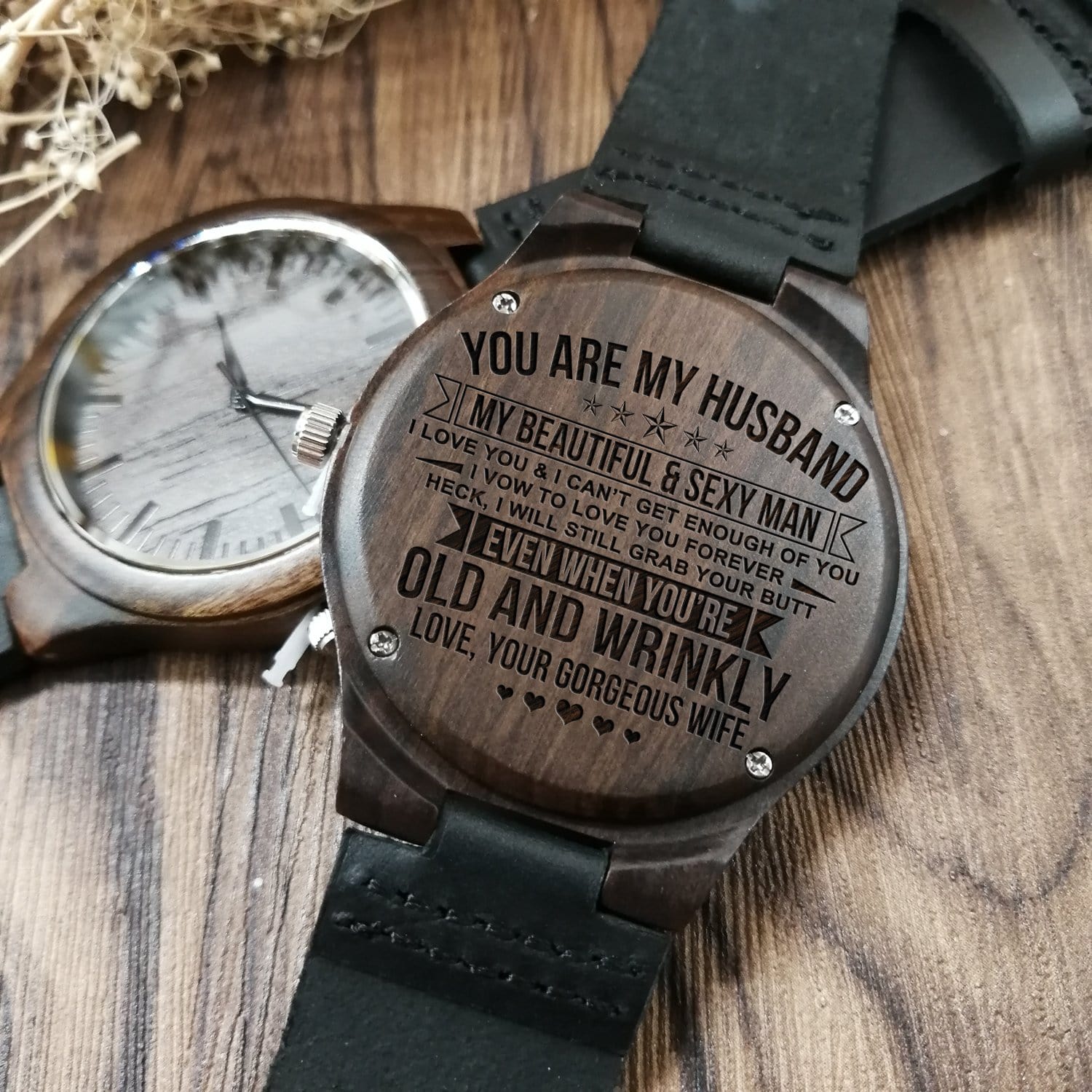 Watches To My Husband - My Beautiful And Sexy Man Engraved Wood Watch GiveMe-Gifts