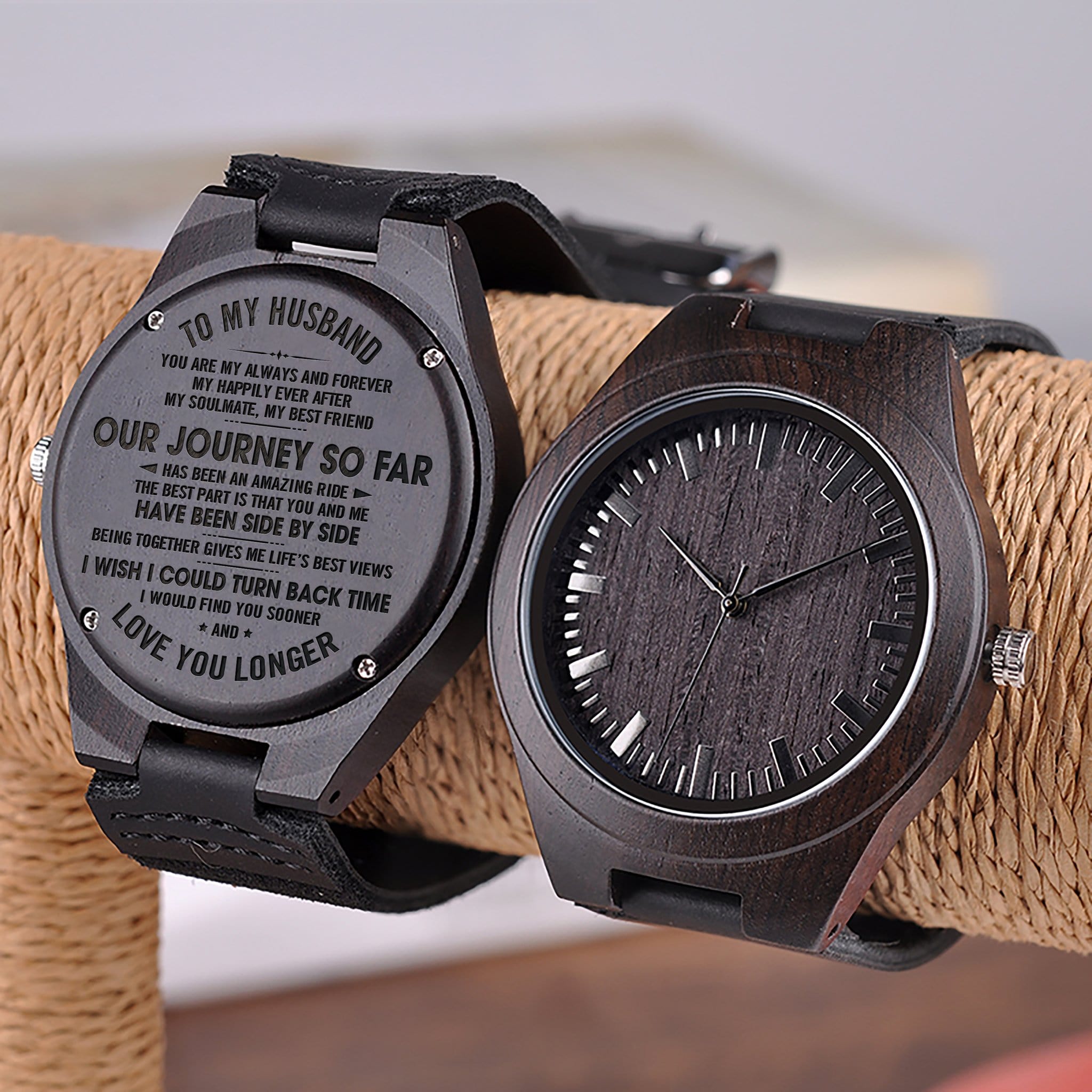 Watches To My Husband - Our Journey So Far Engraved Wood Watch GiveMe-Gifts