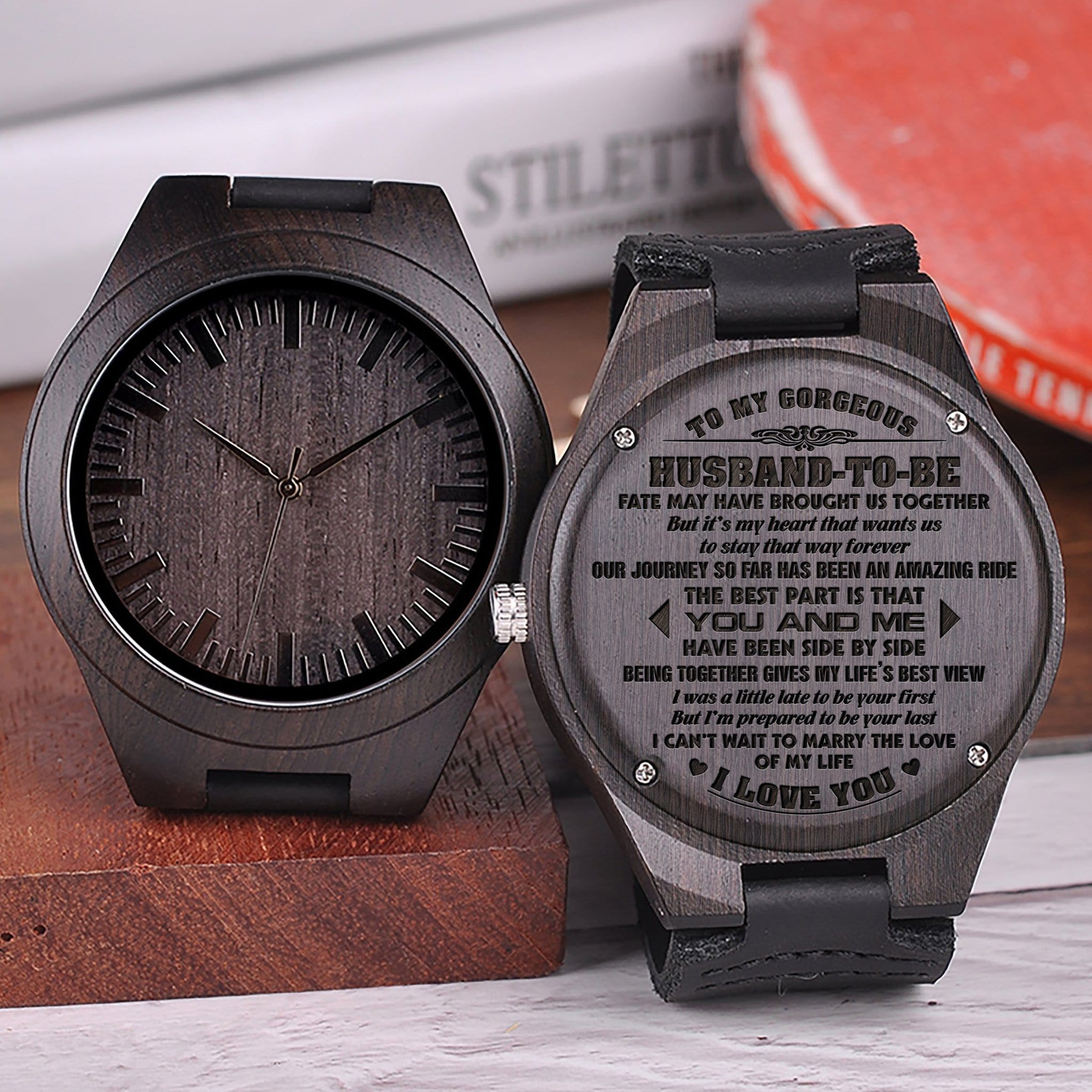 Watches To My Husband To Be - I Love You Engraved Wood Watch GiveMe-Gifts