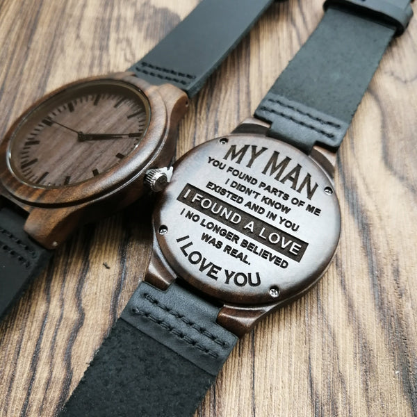 Watches To My Man - I Found A Love Engraved Wood Watch GiveMe-Gifts