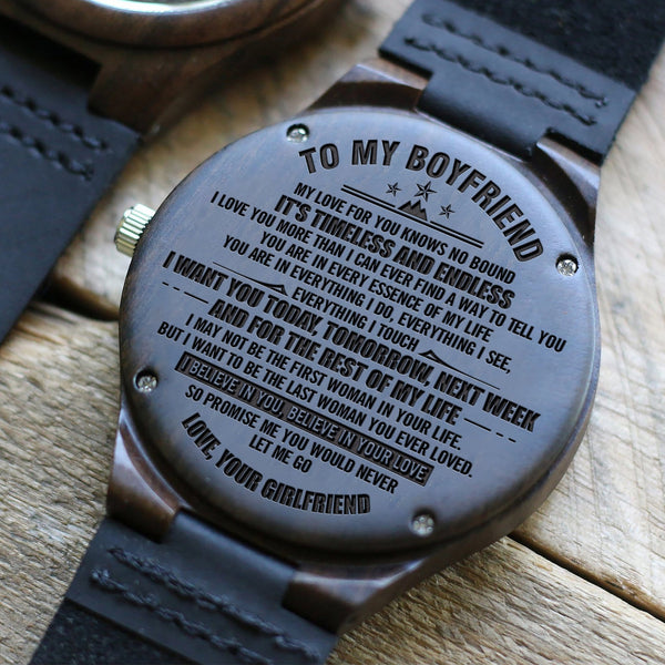 Watches To My Boyfriend - I Want You All The Time All Engraved Wood Watch GiveMe-Gifts