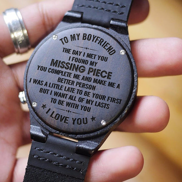 Watches For Lovers To My Boyfriend - My Missing Piece Engraved Wood Watch GiveMe-Gifts