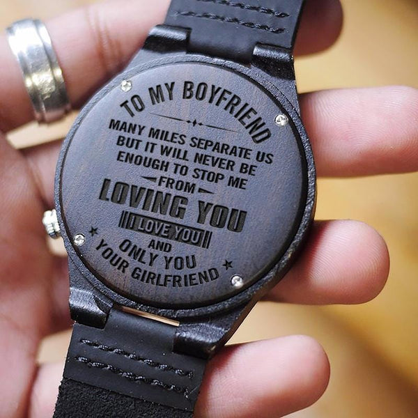 Watches To My Boyfriend - Never Stop Loving You Engraved Wood Watch GiveMe-Gifts