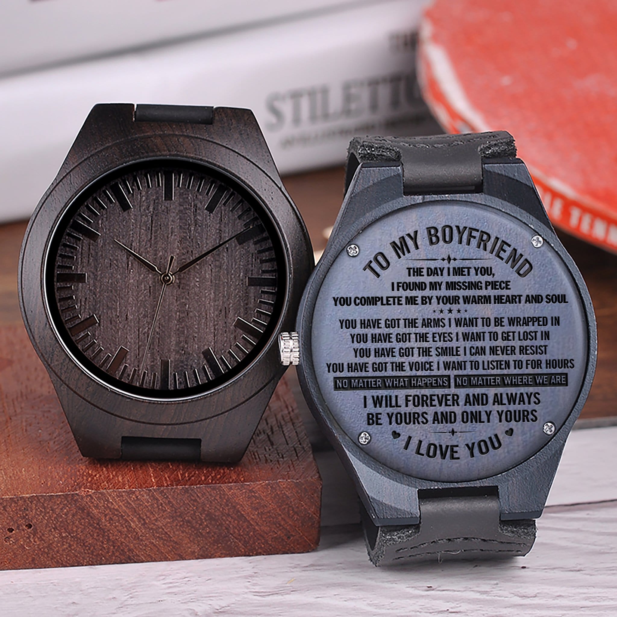 Watches To My Boyfriend - The Day I Met You Engraved Wood Watch GiveMe-Gifts