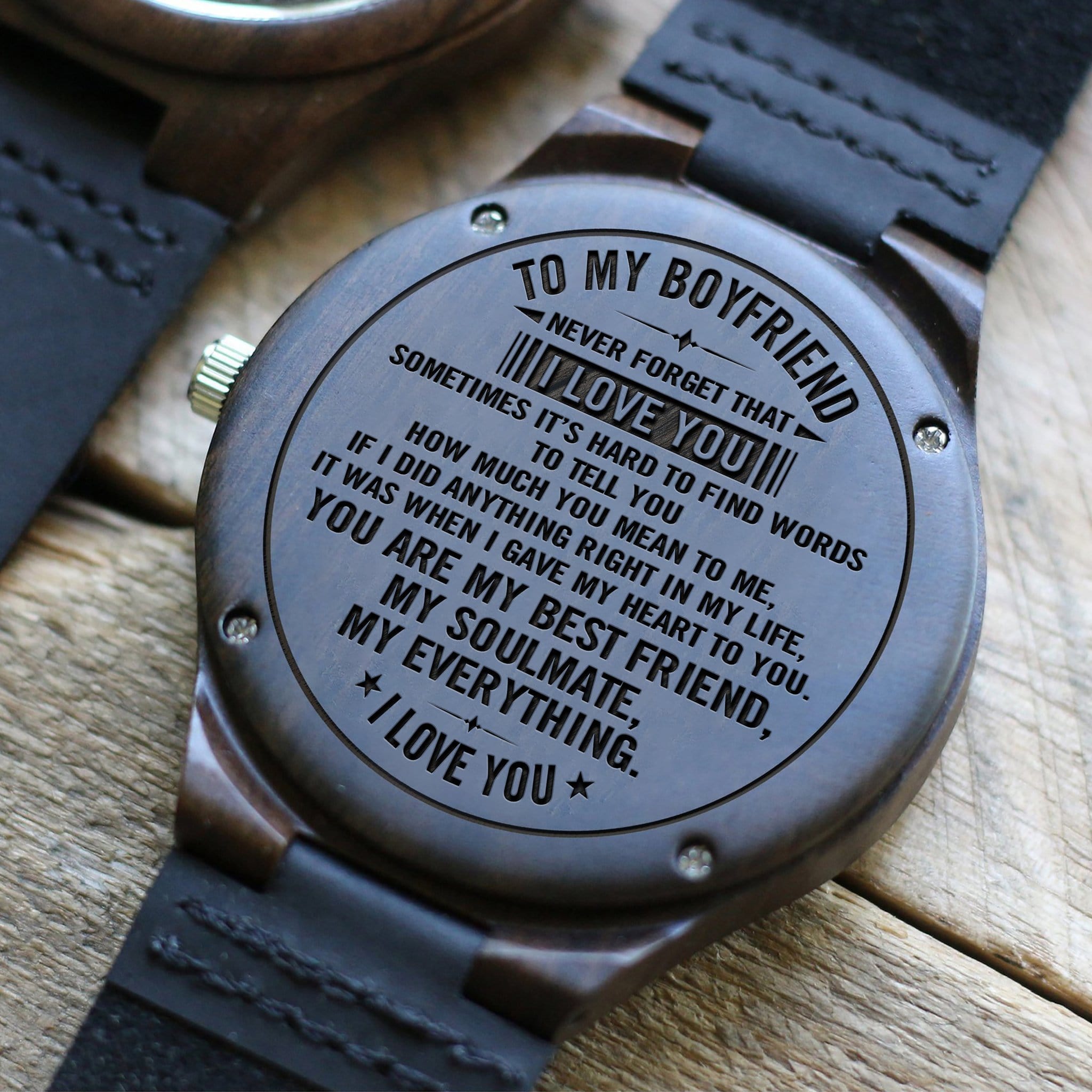 Watches To My Boyfriend - You Are My Everything Engraved Wood Watch GiveMe-Gifts