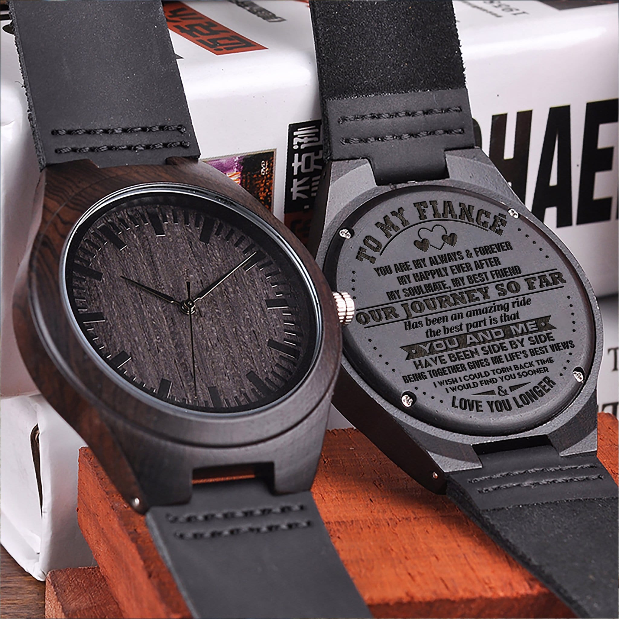 Watches To My Fiance - Love You Longer Engraved Wood Watch GiveMe-Gifts