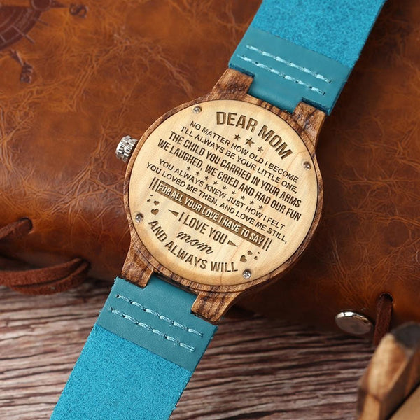 Watches To My Mom - I Love You Engraved Wood Watch GiveMe-Gifts